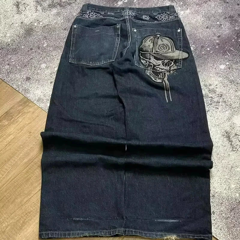 Trendy Letter Embroidered Loose Jeans
