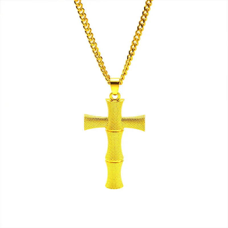 24K Gold AU999 Cross Pendant Necklace - Fine Religious Faith Jewelry