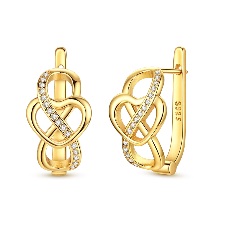 925 Sterling Silver CZ Zircon Gold-Plated Hoop Earrings – Sparkling Minimalist Jewelry