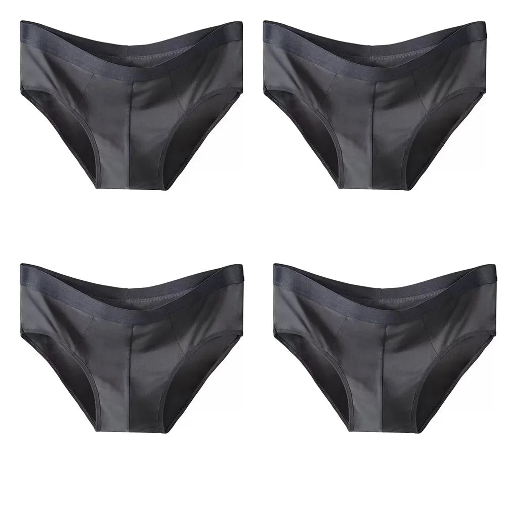 4-Piece Men's Ice Silk Breathable Briefs - Plus Size Bulge Pouch Underwear