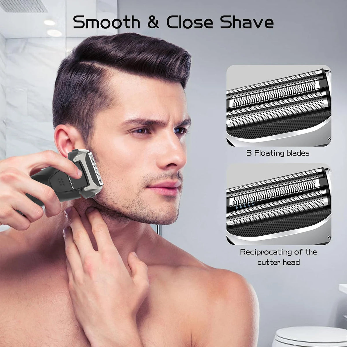 Hatteker Cordless Electric Shaver – Wet/Dry USB Rechargeable Razor with LCD Display