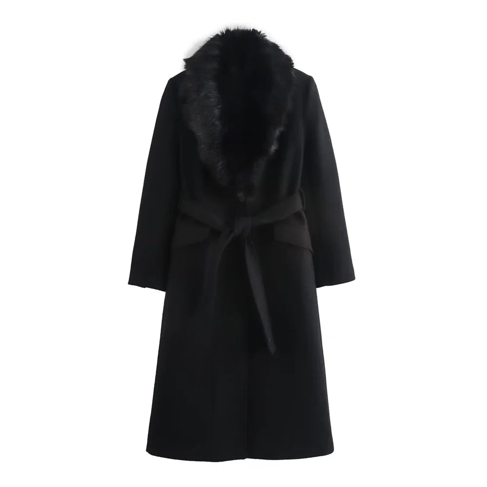 Women's Elegant Long Wool Blend Coat