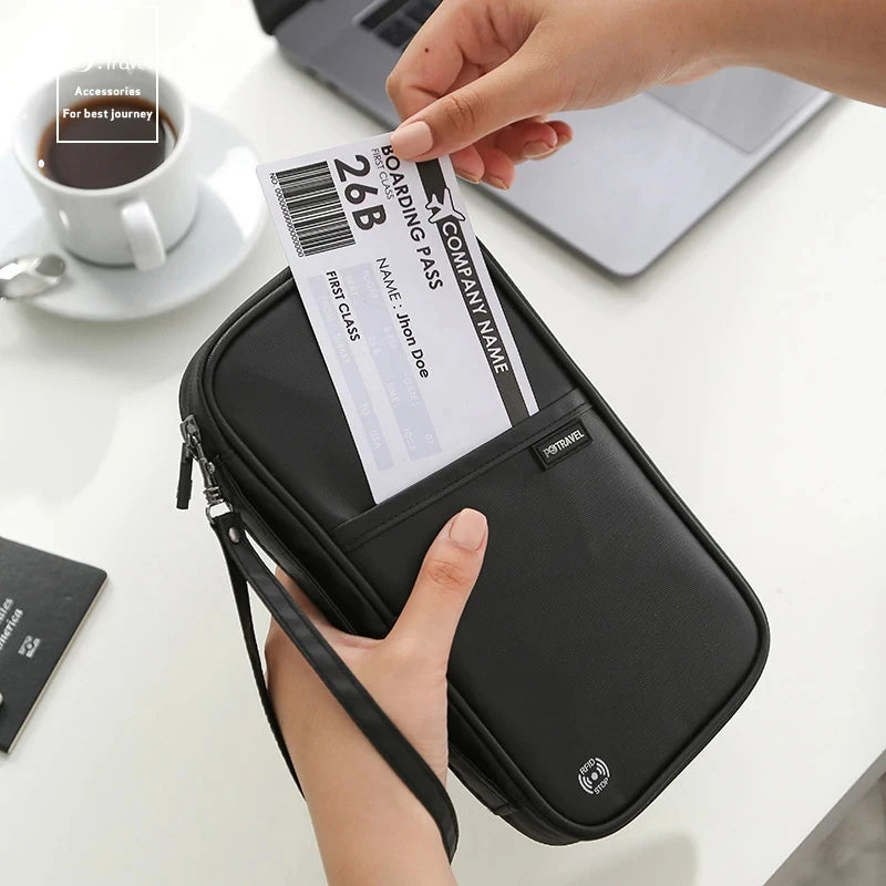 RFID Blocking Family Travel Passport Wallet – Crossbody Document & Ticket Organizer Bag