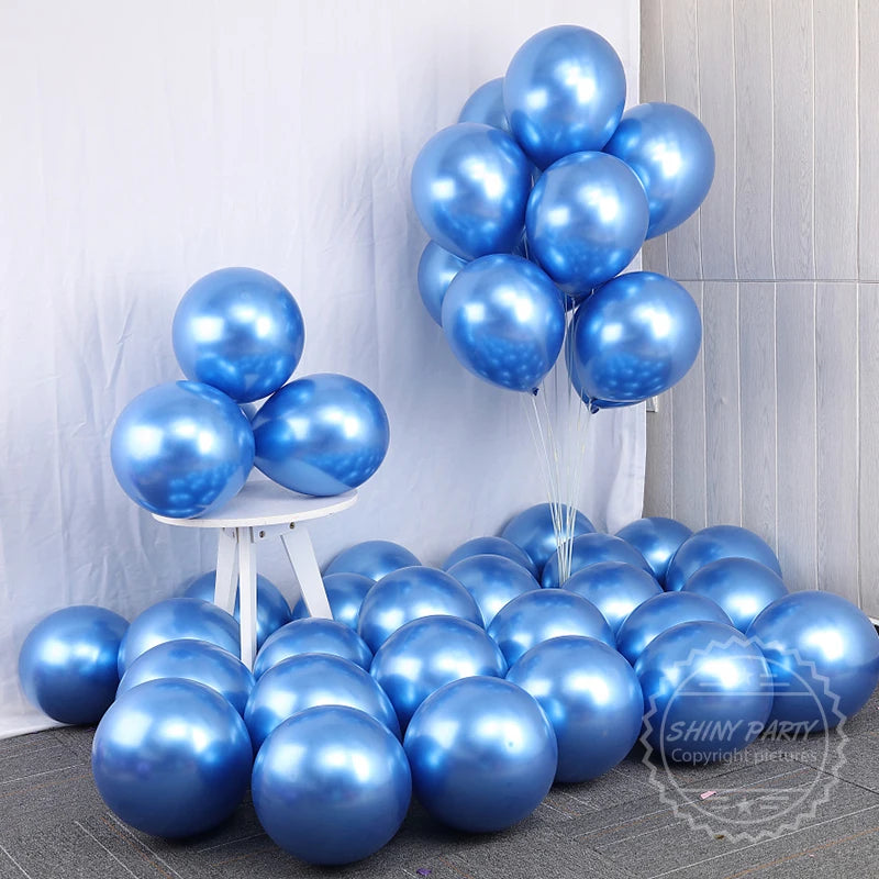 50-Pack Metallic Chrome Latex Balloons - Ultra-Gloss Party Decor