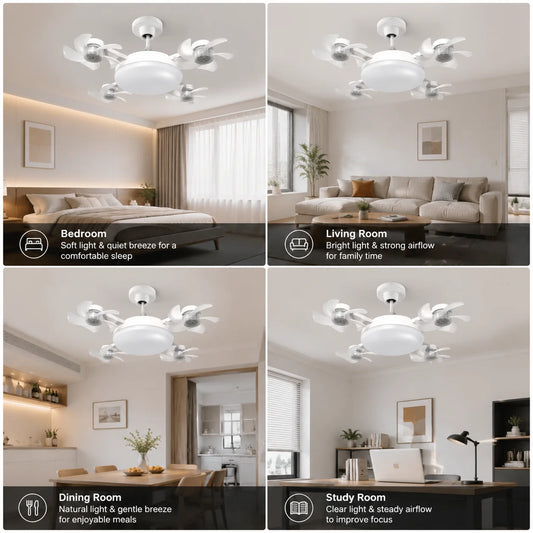 Silent Drone-Style LED Ceiling Fan Light with Remote