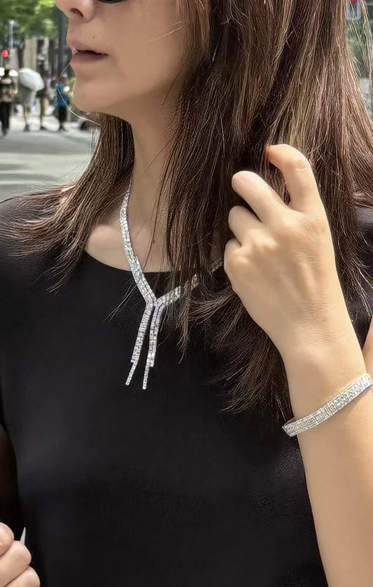40CTW Emerald Cut Lab Grown Diamond Eternity Tennis Necklace – 14K Gold Unisex Statement Jewelry
