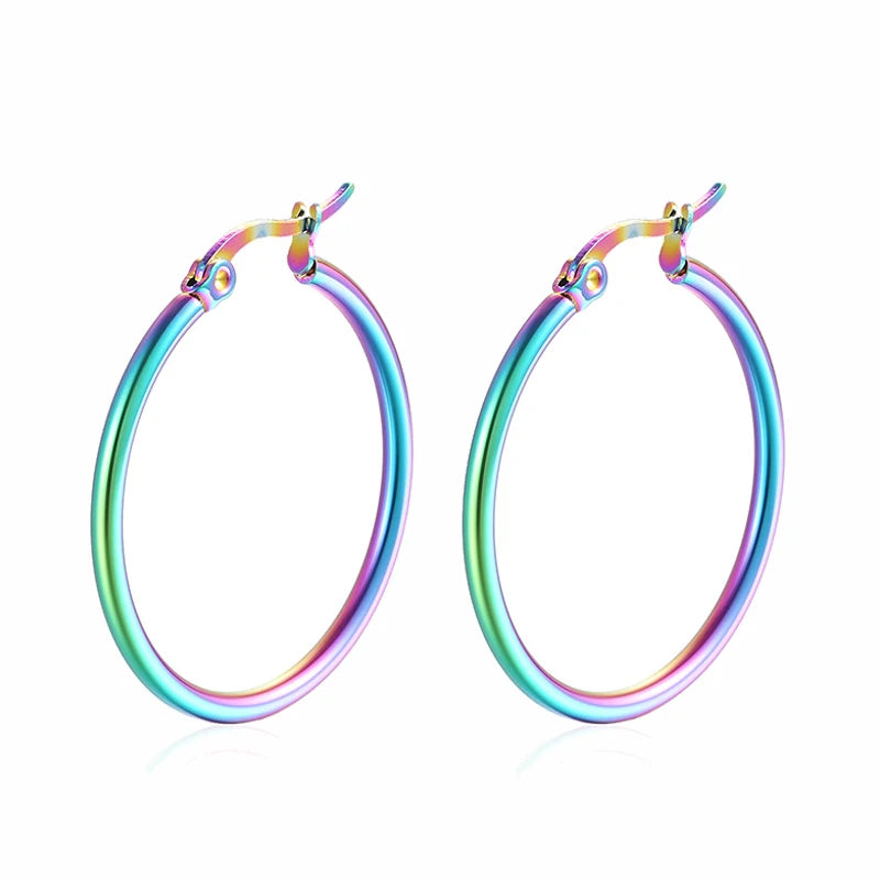Classic Stainless Steel Big Hoop Earrings – Lightweight Round Circle Jewelry (30-80mm)