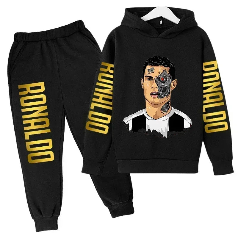 Ronaldo Print Hoodie + Pants Suit Set