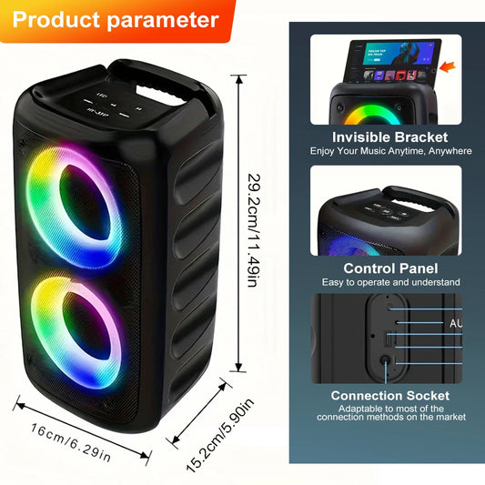 Portable Bluetooth Karaoke Speaker with RGB Lights & Wired Mic