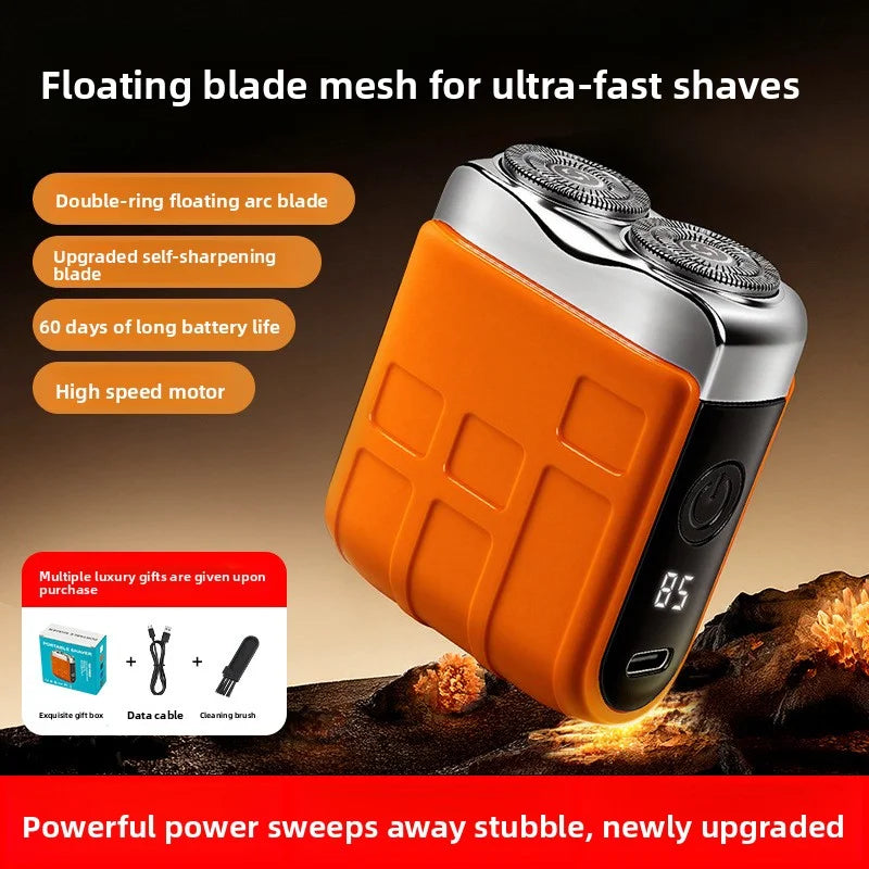 Portable Mini Electric Shaver – Rechargeable Cordless Dual-Blade Razor with Digital Display
