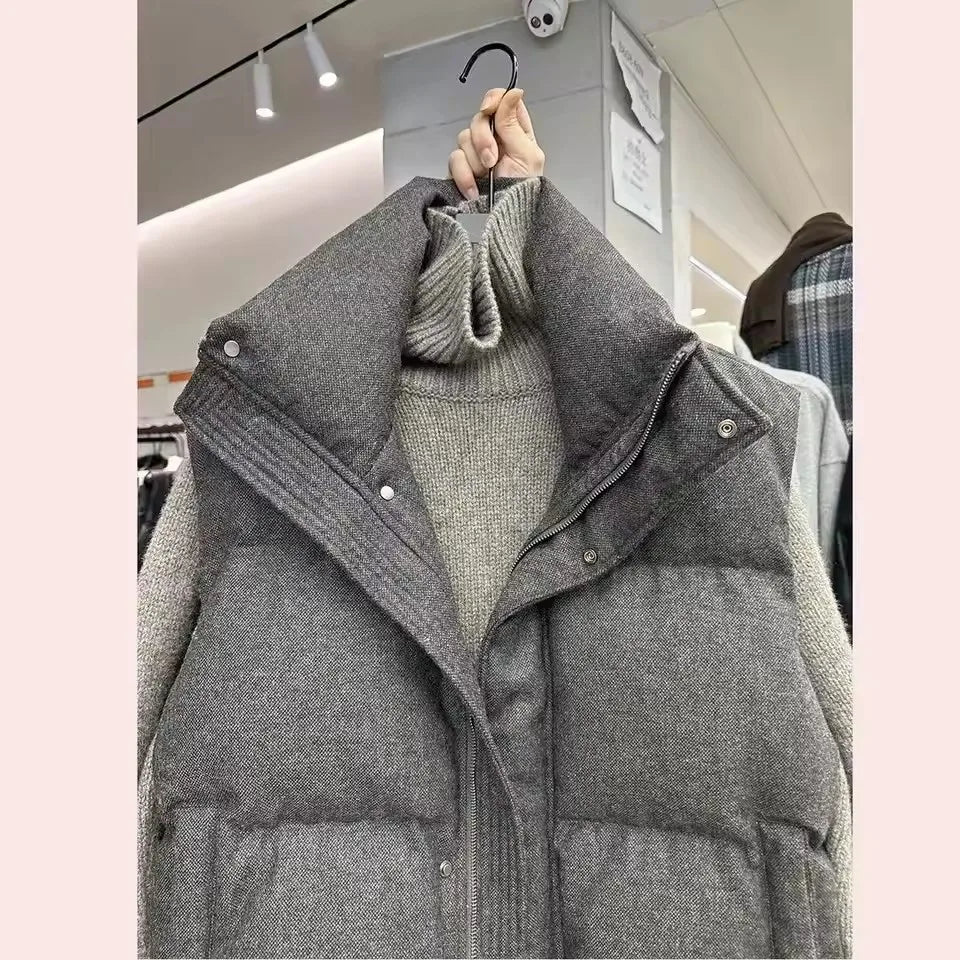 Women's Korean Chic Streetwear Short Puffer Vest