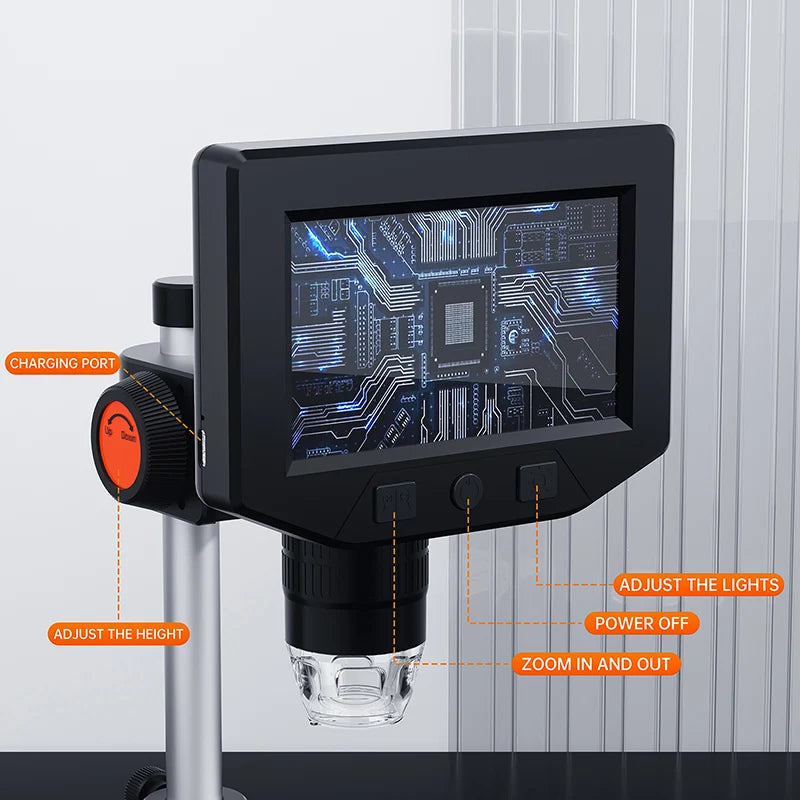 4.3-Inch LCD Digital Microscope 1000X Zoom 1080P HD Portable USB Microscope