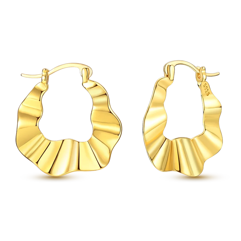 925 Sterling Silver CZ Zircon Gold-Plated Hoop Earrings – Sparkling Minimalist Jewelry