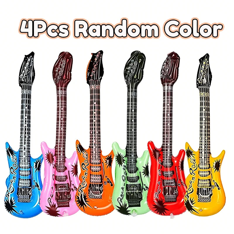 Inflatable Rock Guitar Balloons - PVC Blow-Up Props for Birthday, Karaoke & Concert Parties