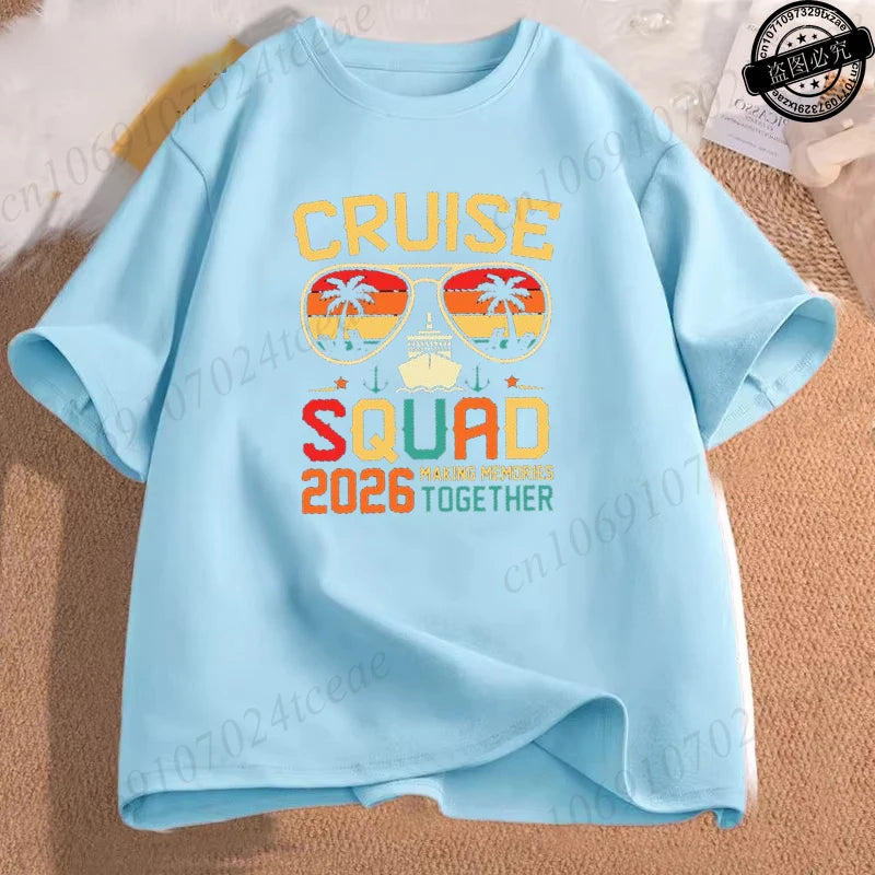 Women’s Cruise Squad 2026 Graphic T-Shirt – Casual Short Sleeve Vacation Tee