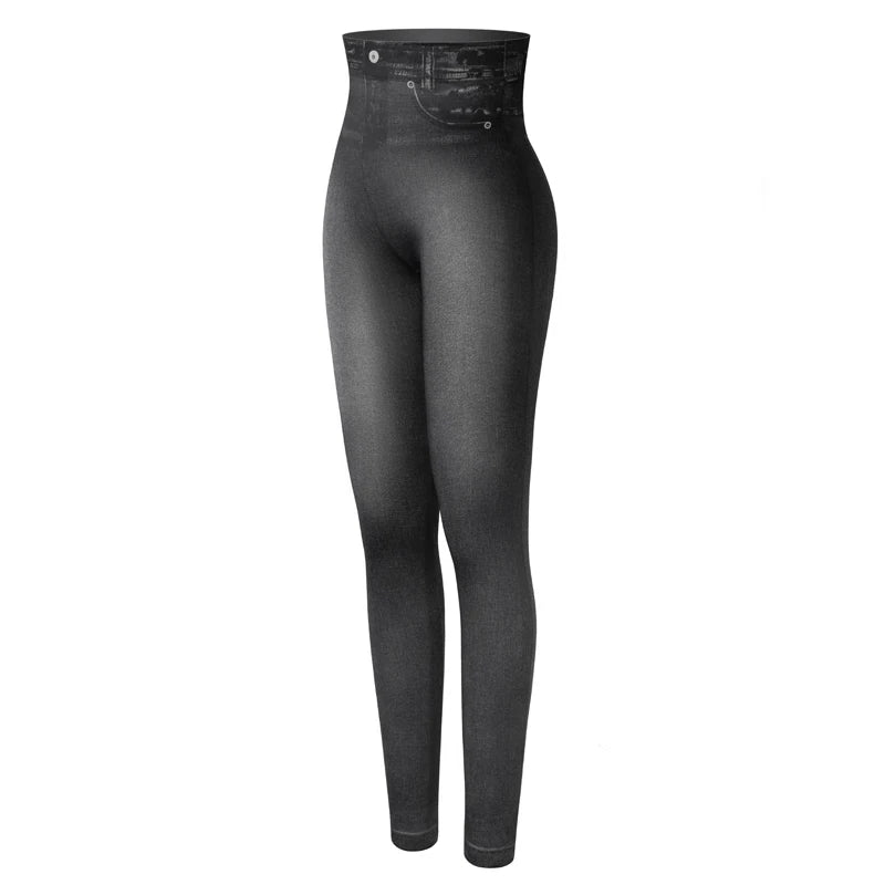 Women's High-Waist Denim Print Stretchy Jeggings