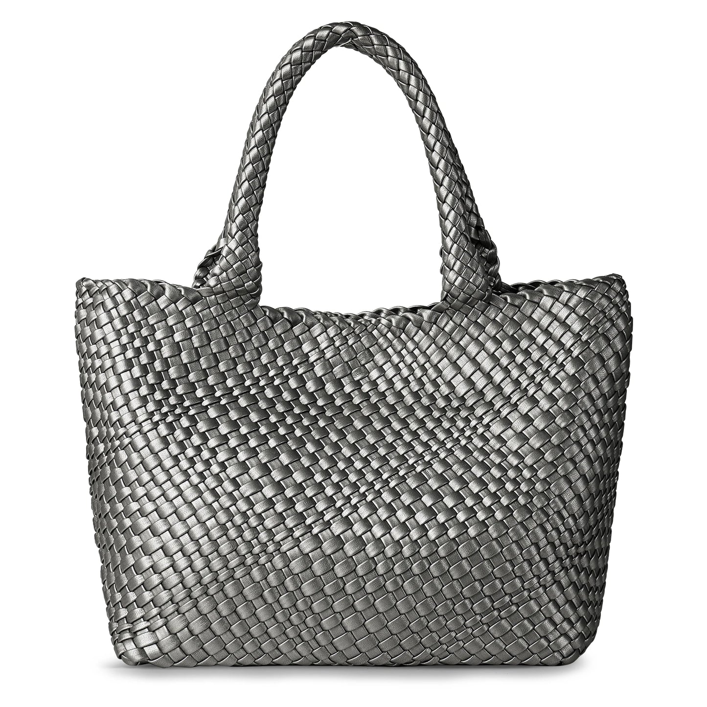 Large Woven Leather Tote Bag & Clutch Set