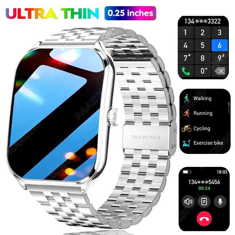 1.96" Ultra-thin Bluetooth Call Health Monitor Smartwatch
