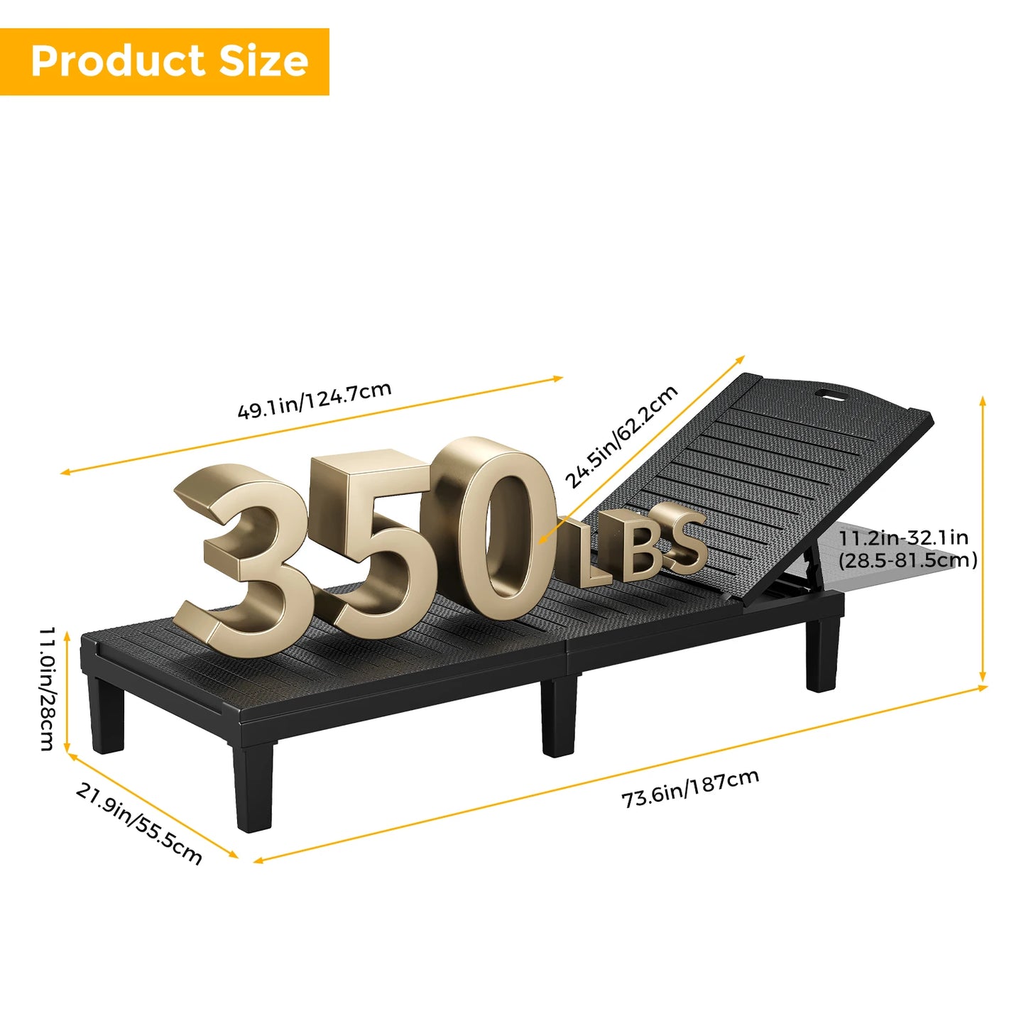 2PCS 5 Position Adjustable Pool Reclining Chair