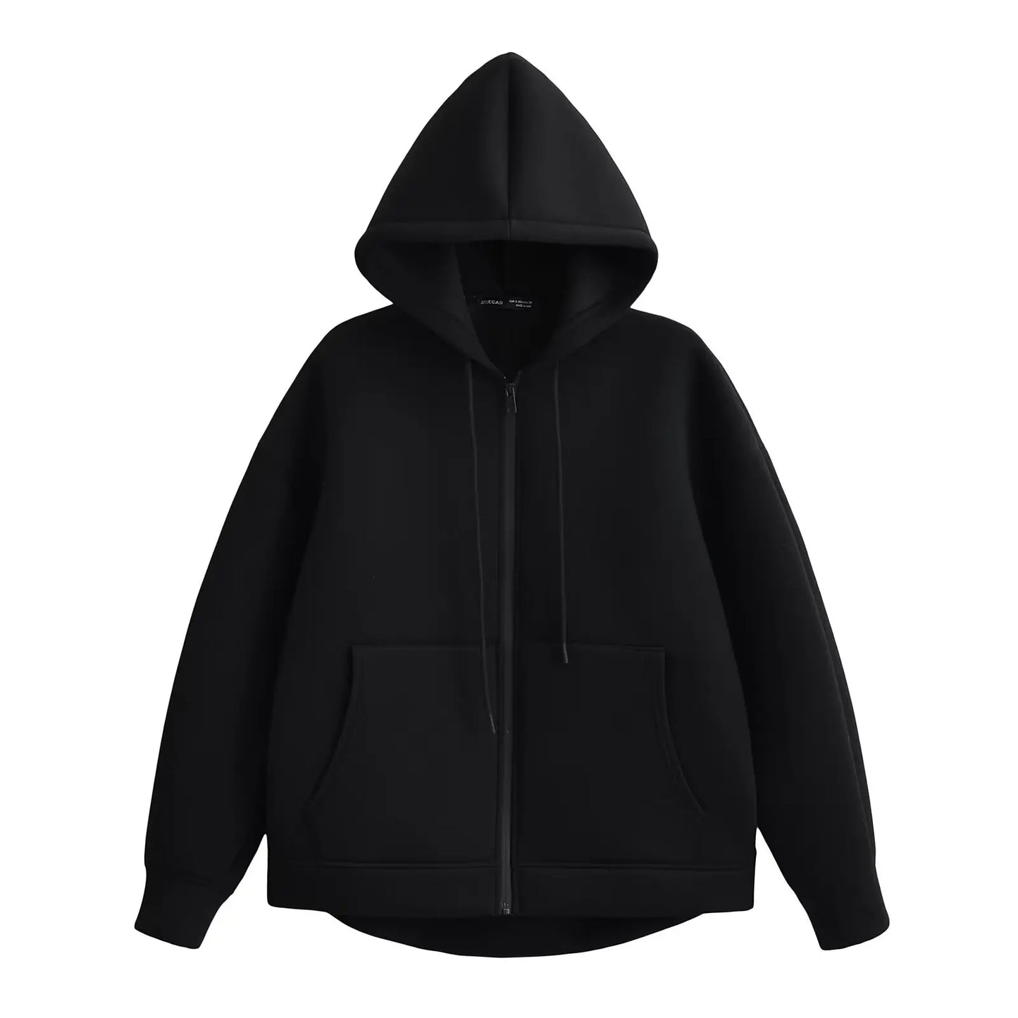 Women's Casual Loose Hooded Zip-Up Jacket with Big Pockets