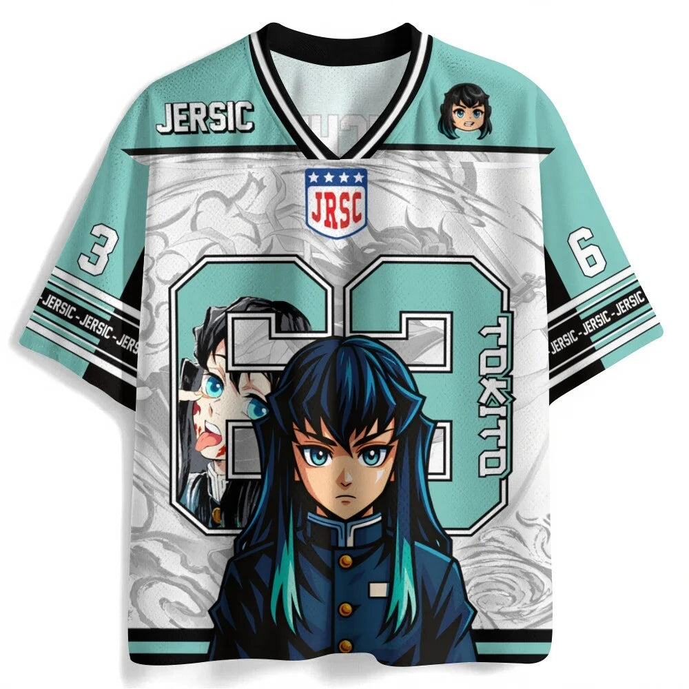 Demon Slayer Anime Oversize Jersey – Retro K-Pop Unisex Baseball & Hockey Sports T-Shirt