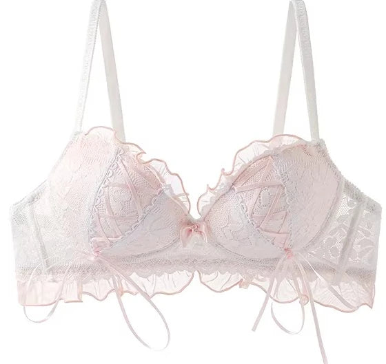 YEMOMO French Butterfly Knot Lace Bra Set