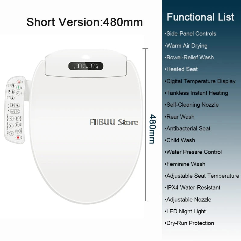Electric Smart Bidet Toilet Seat with Instant Warm Water and Heated Seat