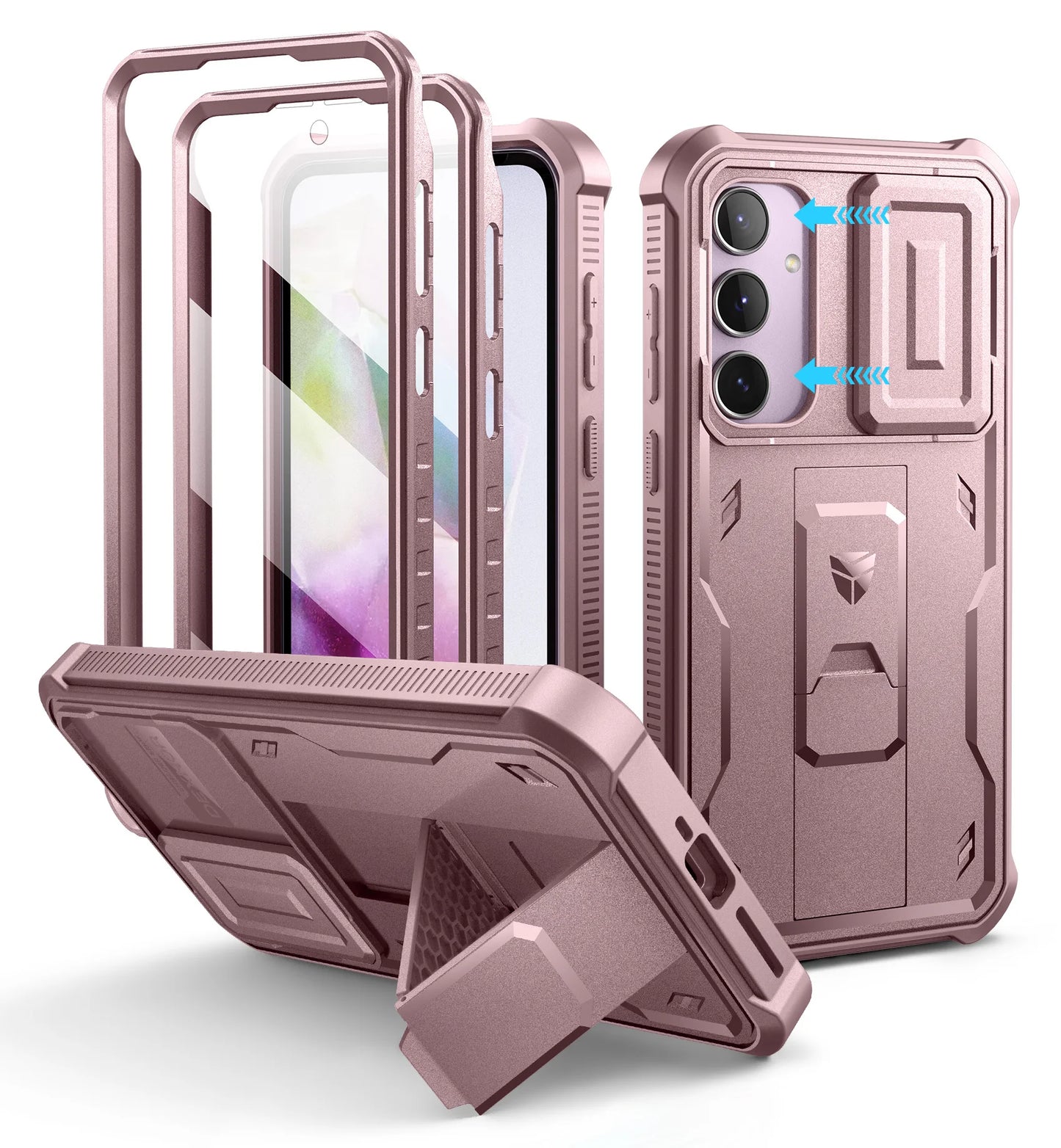 Dexnor 6.6" Full body Rugged Case For Samsung Galaxy with Camera Cover & Built-in Screen Protector Kickstand