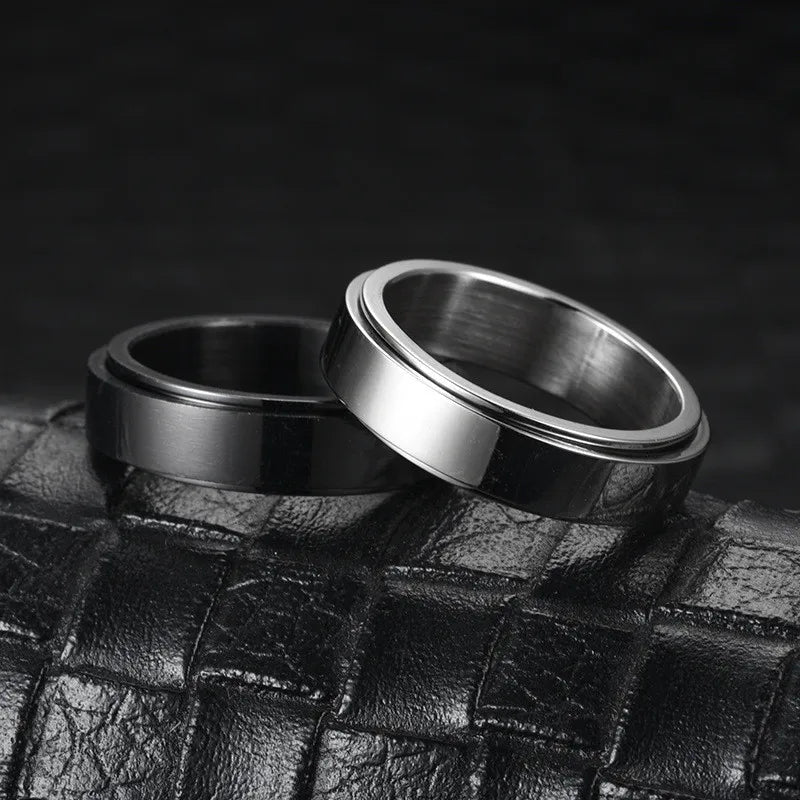 Stainless Steel Fidget Spinner Ring – Anti-Anxiety Stress Relief Band for Men & Women