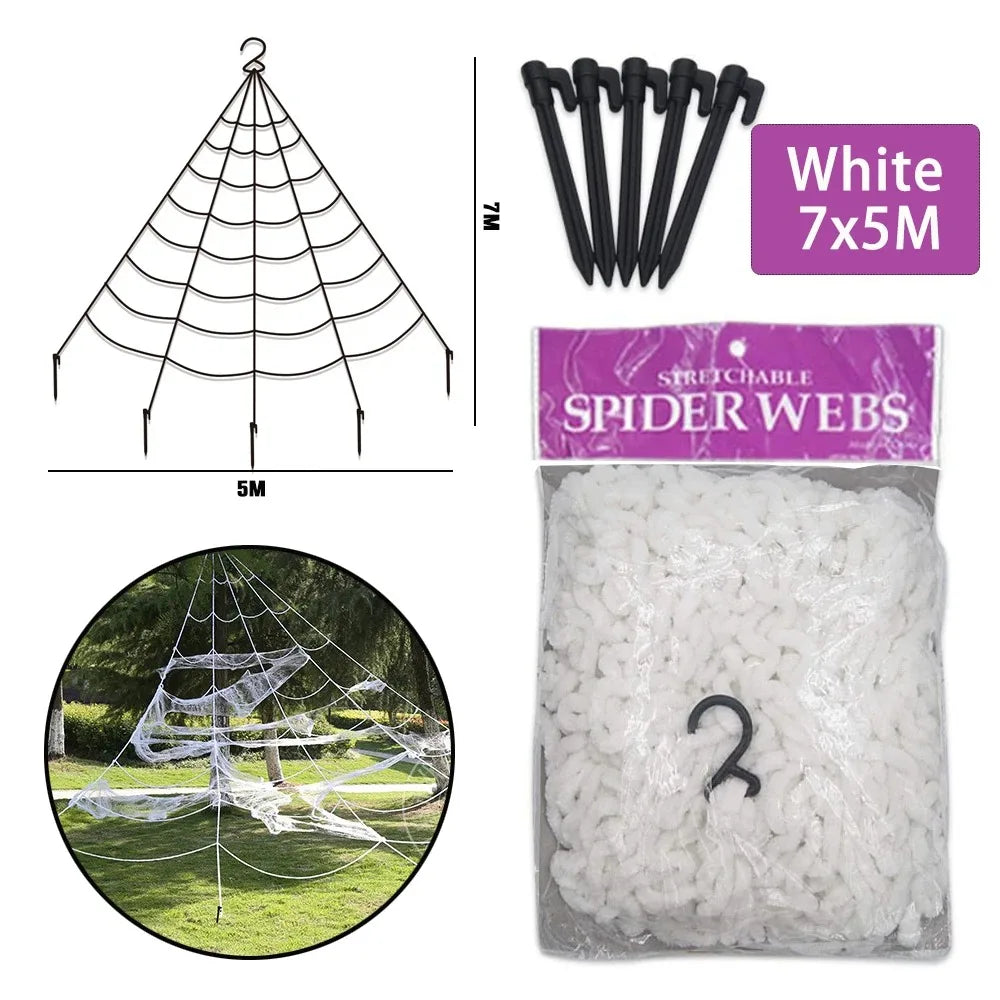 Giant Halloween Spider & Web Outdoor Decoration Set