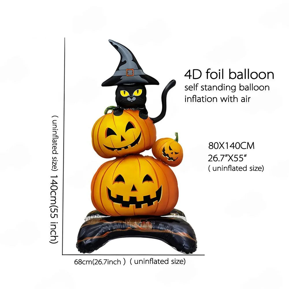 Halloween Inflatable Standing Bat & Pumpkin Foil Balloons Party Decor