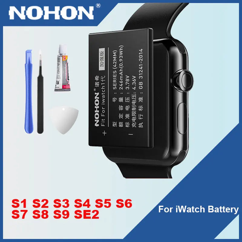 NOHON Replacement Battery for Apple Watch Series 1-9 & SE with Repair Tool Kit