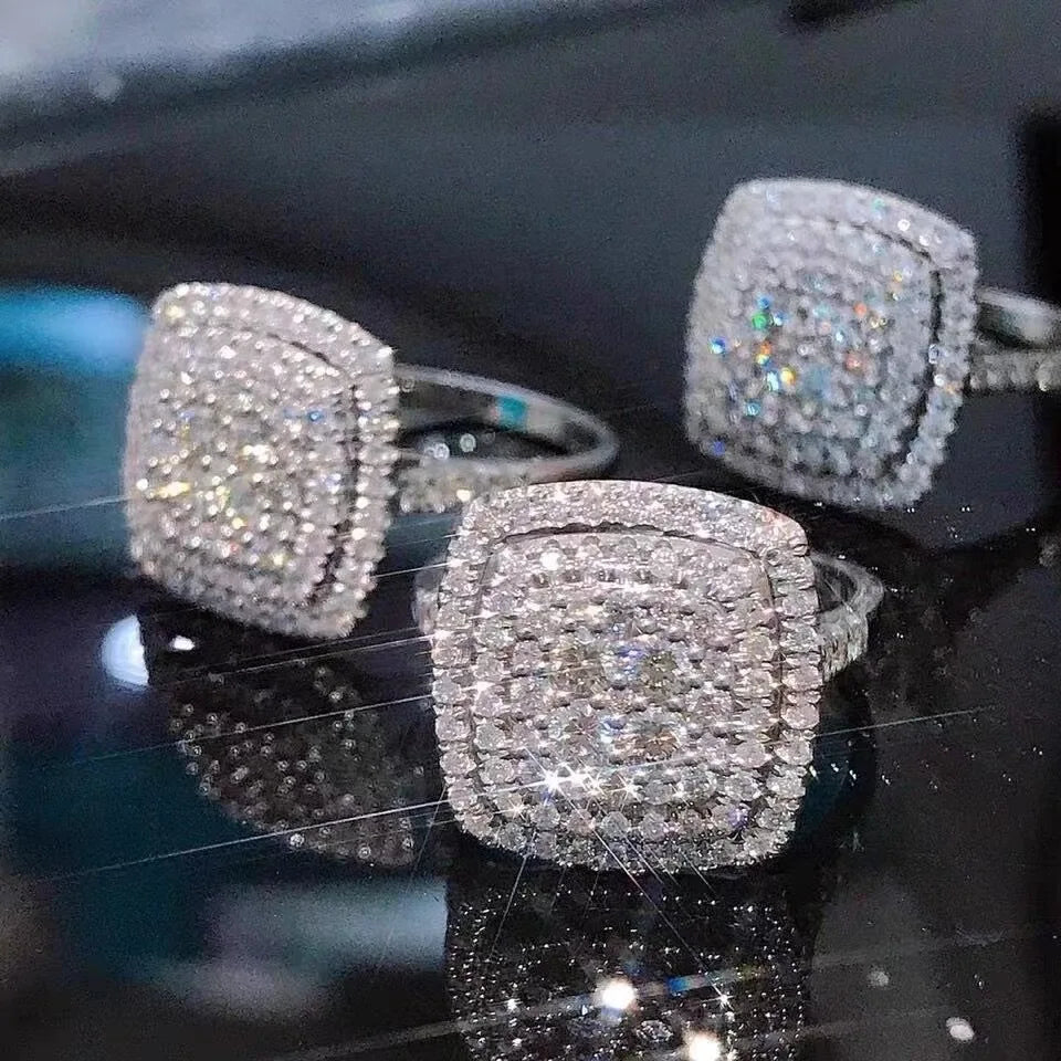 Light Classic 925 Sterling Silver Square Moissanite Ring