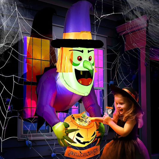 4 Ft Inflatable Halloween Witch with Built-In LED Lights