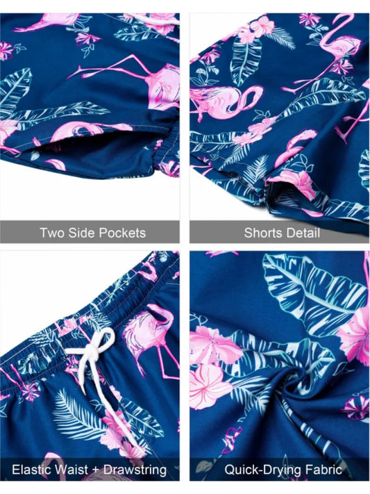 Hawaiian Print Short-Sleeved Shirt & Shorts Set