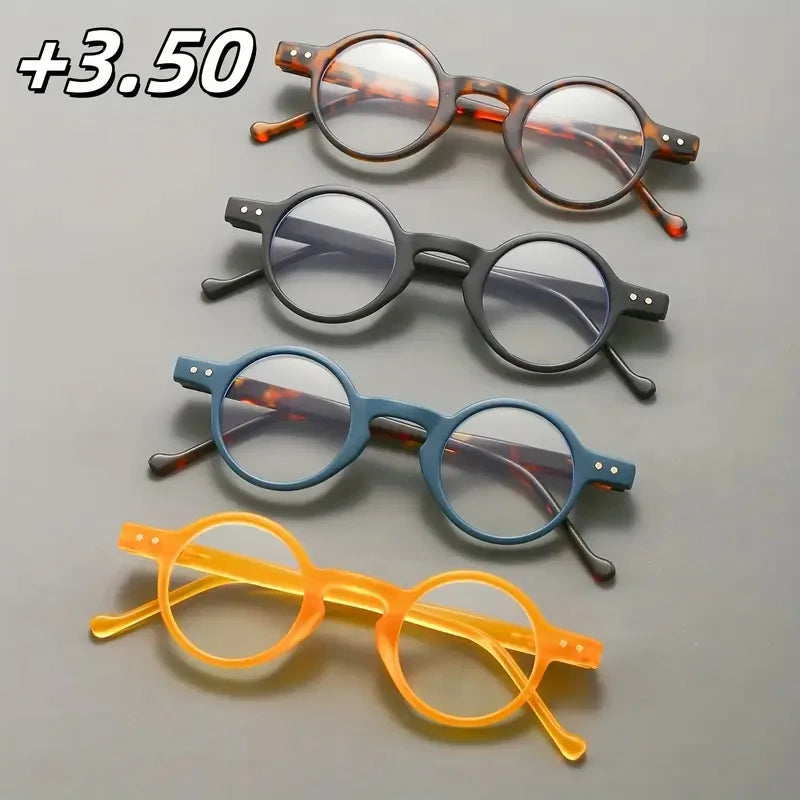 4-Pack Unisex Retro Small Round Patterned Reading Glasses