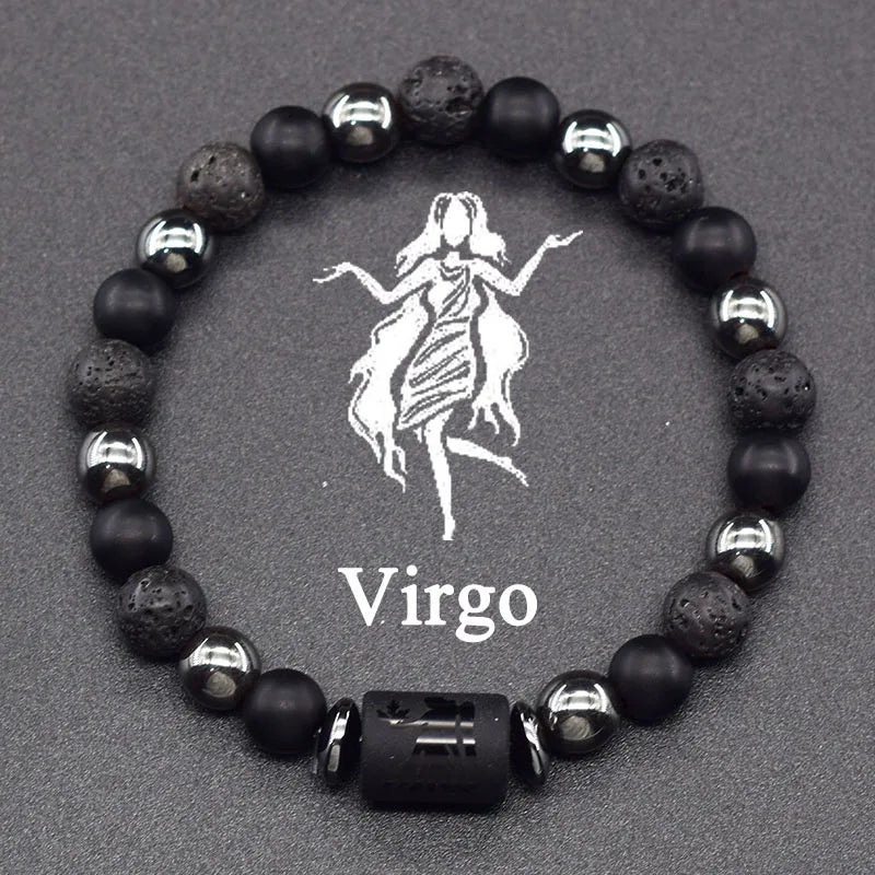 Natural Tiger Eye Stone 12 Zodiac Constellation Bead Bracelet