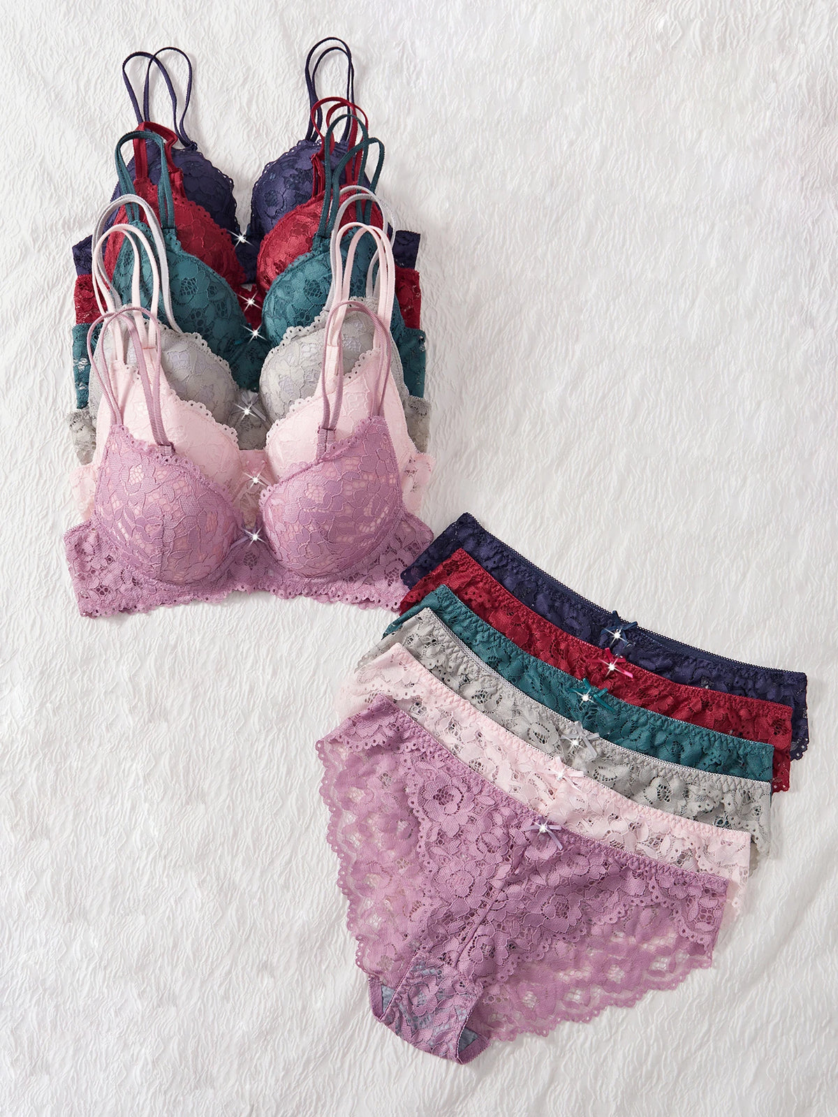 Women's Floral Lace Push-Up Bra & Low-Waist Panty Set