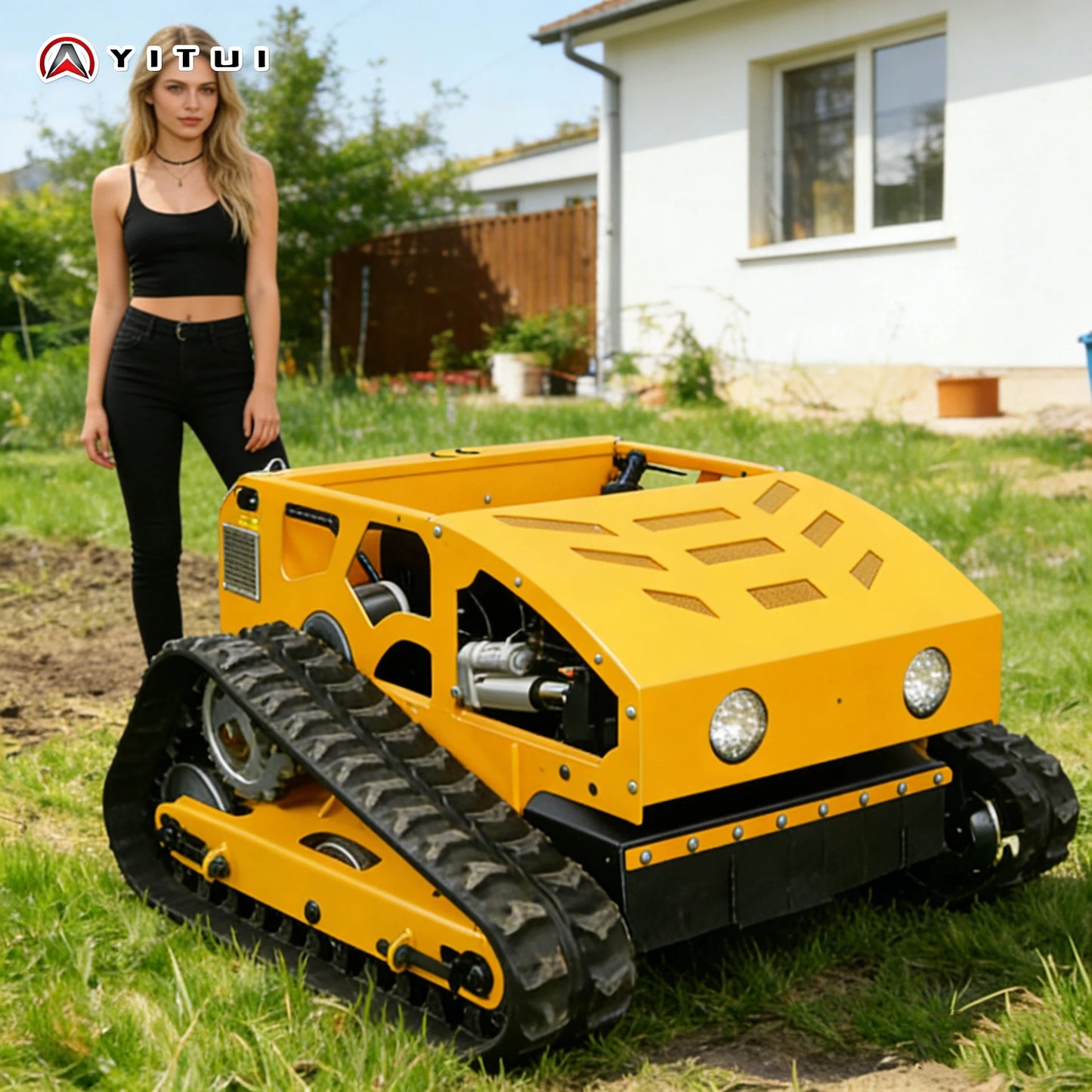 550mm Cutting Width Crawler Remote Control Lawn Mower Self-Propelled