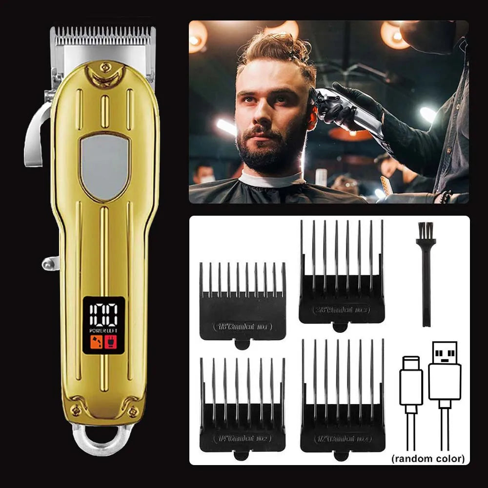 Professional 3-in-1 Hair Clipper & Trimmer Set – Cordless Grooming Kit with LCD Display