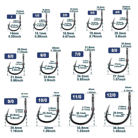 9KM 25Pcs High Carbon Steel Non-offset Circle Live Bait Hooks
