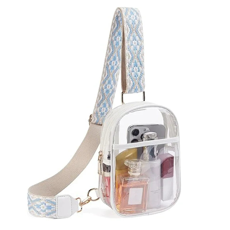 Clear Decorative Print Crossbody Bag