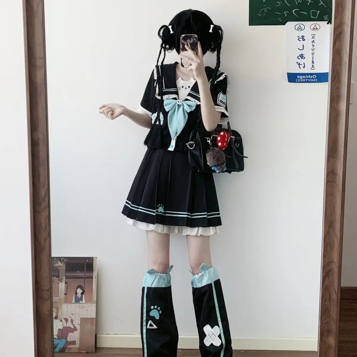 Japanese Sailor Suit Black JK School Uniform Set