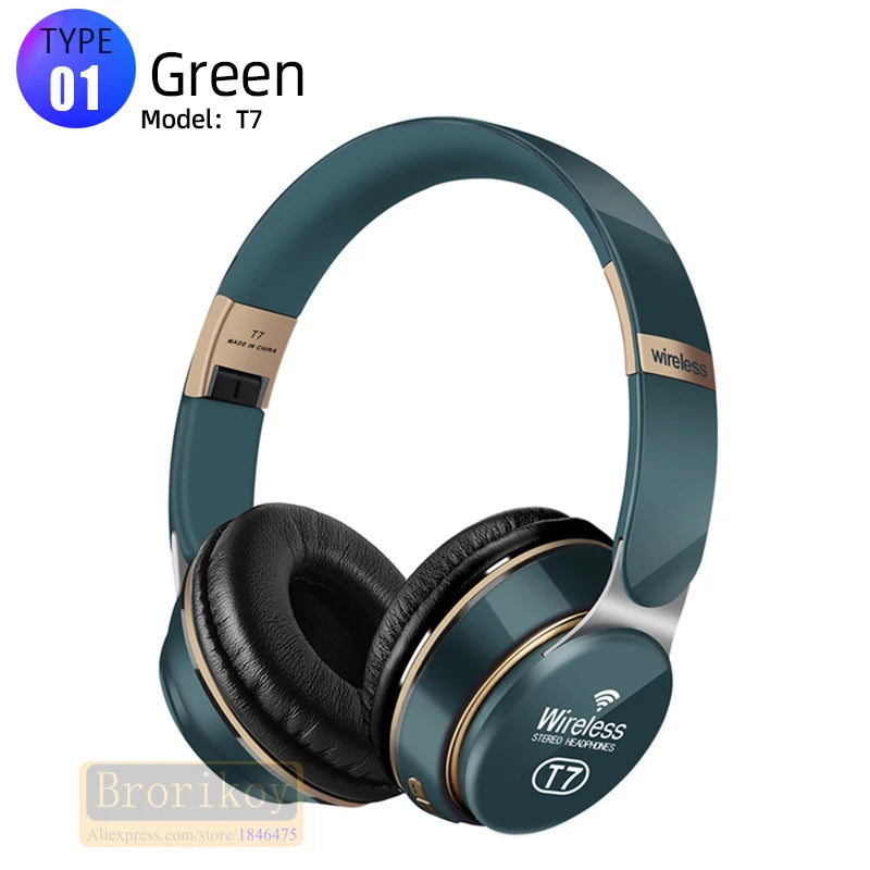 Foldable Wireless Bluetooth Headphones with SD Card Slot & Mic