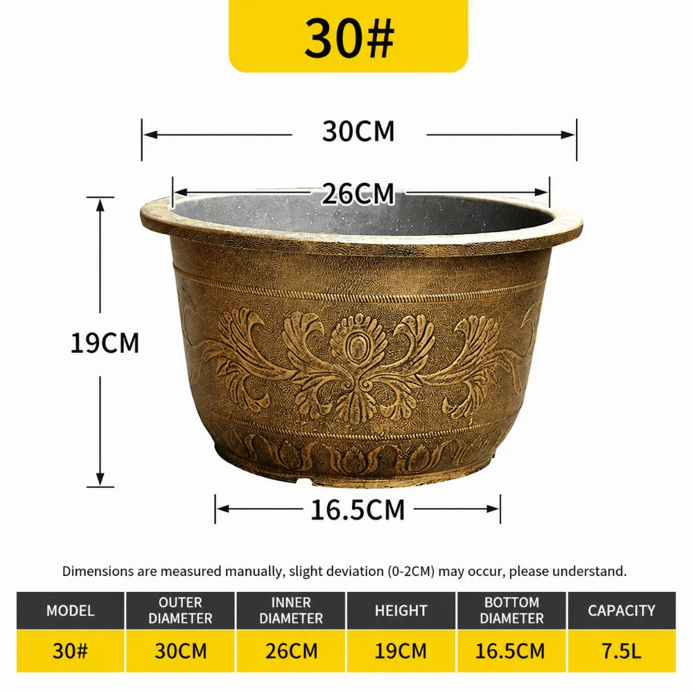 Resin Lotus Planter Pot - 7.5L Vintage Water Reservoir & Retro Flower Pot