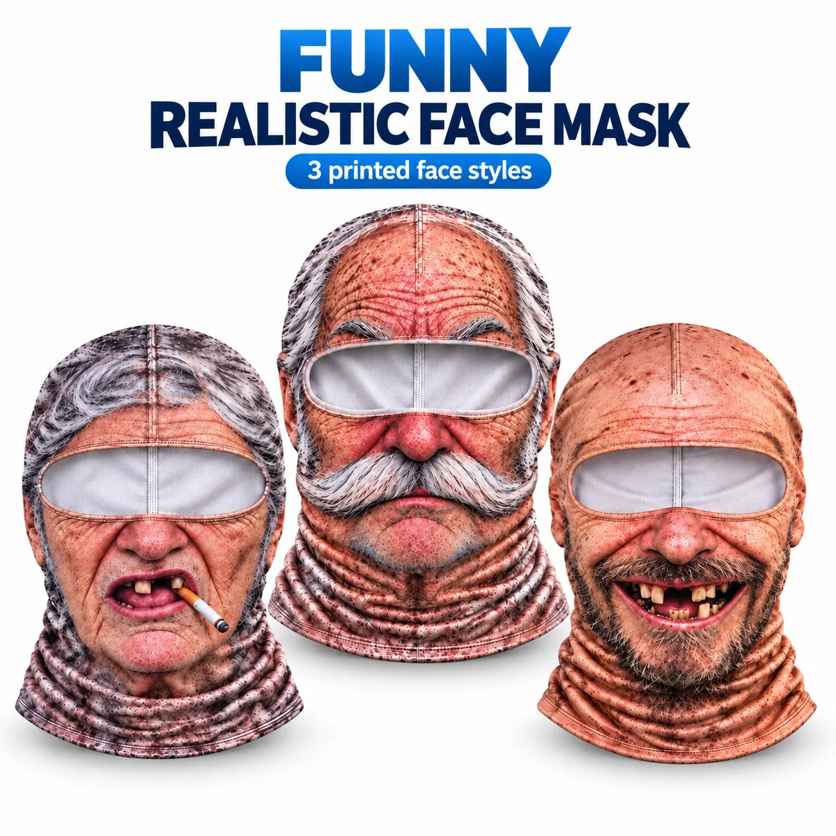 Funny Realistic Old Man Balaclava Thermal Ski Mask