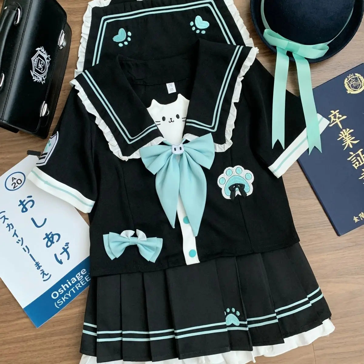 Japanese Sailor Suit Black JK School Uniform Set