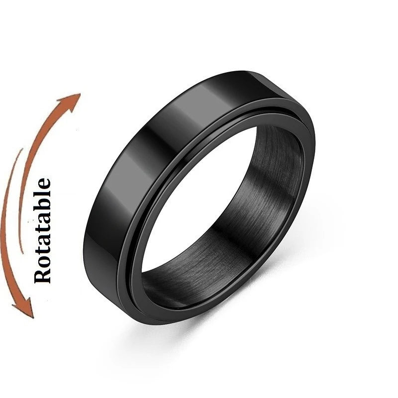 Stainless Steel Fidget Spinner Ring – Anti-Anxiety Stress Relief Band for Men & Women