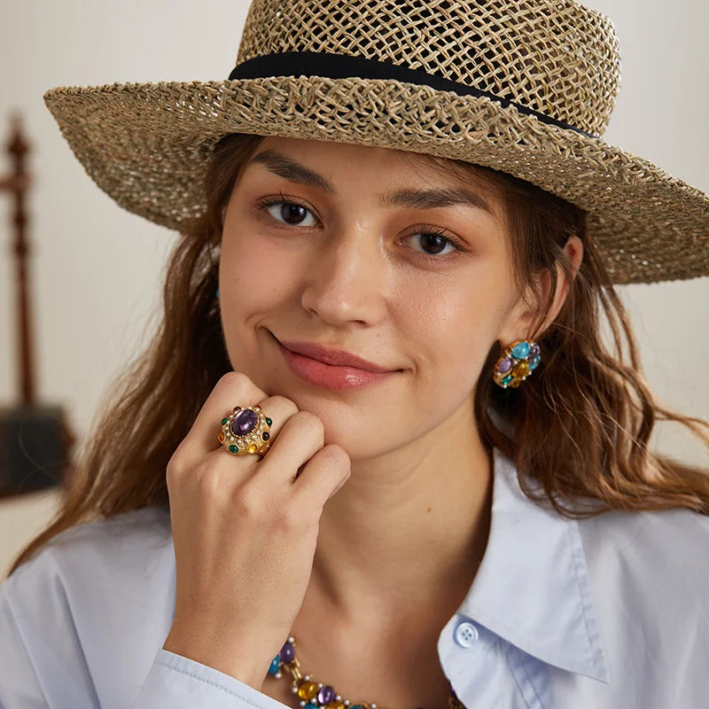 18K Gold-Plated Vintage Baroque Oval Ring