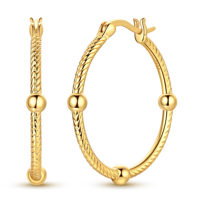 925 Sterling Silver CZ Zircon Gold-Plated Hoop Earrings – Sparkling Minimalist Jewelry